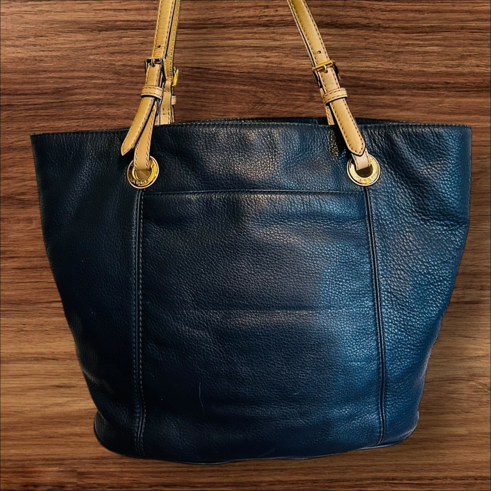 Michael Kors Blue and Tan Tote Bag with Signature Charm - Picture 6 of 13